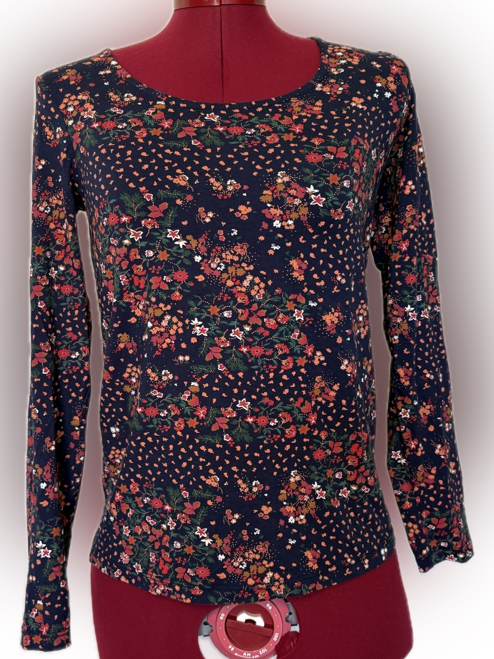 FatFace Navy Blue Ditzy Floral Long Sleeve Jersey Tee Top UK
